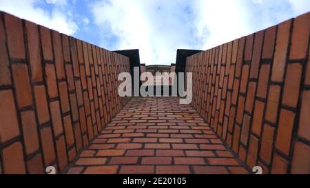 Brick wall of a church, side view Stock Photo