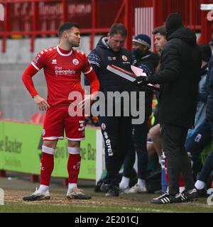 Crawley, UK. 10th Jan, 2021. Reality TV Star Mark Wright of Crawley Town is brought on as a substitute during the The FA Cup 3rd Round match between Crawley Town and Leeds United at The Peoples Pension Stadium, Crawley, England on 10 January 2021. Photo by Ken Sparks. Editorial use only, license required for commercial use. No use in betting, games or a single club/league/player publications. Credit: UK Sports Pics Ltd/Alamy Live News Stock Photo