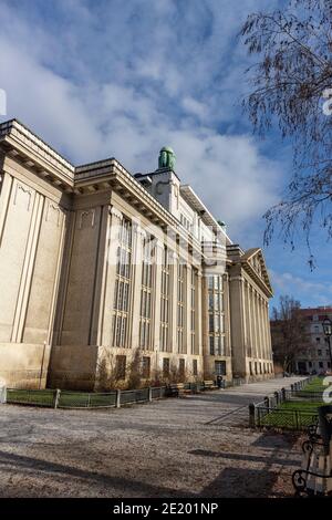 Zagreb, Croatia-January 1st, 2021: Famous Croatian state archives building, former student library building, one of the most famous and beautiful Zagr Stock Photo