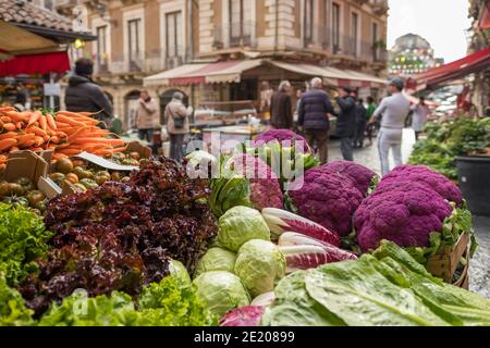 Fresh vegetables at Ballaro market in Palermo, Sicily Stock Photo