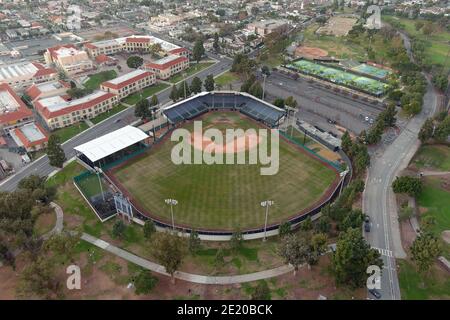 A general view of Blair Field, Saturday, Jan. 9, 2021,  in Long Beach, Calif. The stadium, opened in 1958 and located in Recreation Park, was named af Stock Photo