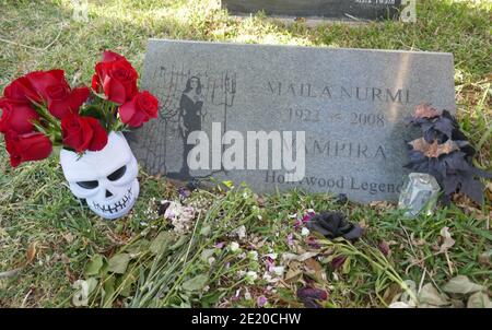 Los Angeles, California USA 10th January 2021 A general view of atmosphere of actress Maila Nurmi Grave, known as Vampira, aka Maila Elizabeth Syrjaniemi at Hollywood Forever Cemetery on January 10, 2021 in Los Angeles, California, USA. Photo by Barry King/Alamy Stock Photo Stock Photo