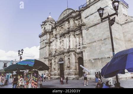 Oaxaca, Oaxaca / Mexico - 01/05/2021: Cathedral of Oaxaca Mexico Stock Photo