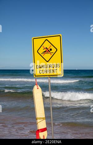 Dangerous Current warning sign erected on Avalon Beach in Sydney ...