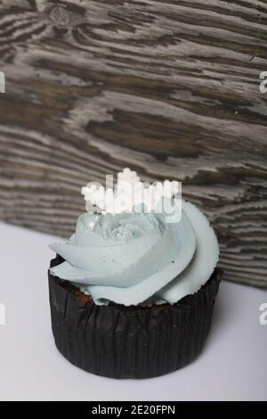 Ingredients for making muffins. Cheese cream of different colors. Ingredients for their preparation. Stock Photo