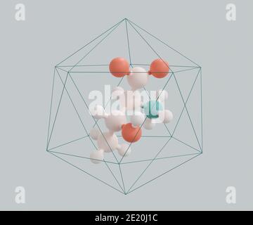 Threonine (l-threonine, Thr, T) amino acid molecule. 3D rendering. Ball and stick model with atoms represented by color coded spheres: oxygen red, nit Stock Photo