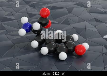 Tyrosine (l-tyrosine, Tyr, Y) amino acid molecule. 3D rendering. Atoms are shown as spheres with conventional color coding: hydrogen white, carbon bla Stock Photo