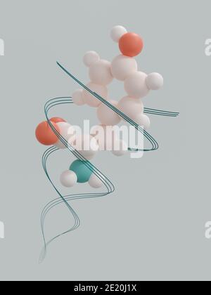 Tyrosine (l-tyrosine, Tyr, Y) amino acid molecule. 3D rendering. Scaled sphere model with atoms represented by color coded spheres: oxygen red, nitrog Stock Photo