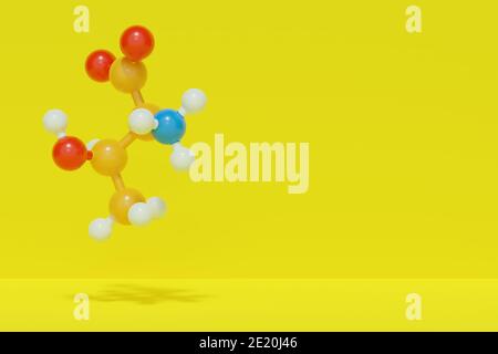 Threonine (l-threonine, Thr, T) amino acid molecule. 3D rendering. Ball and stick molecular model with atoms shown as color-coded spheres: hydrogen (w Stock Photo