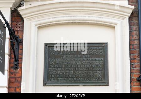 William Morris plaque, St George Street, London. Stock Photo