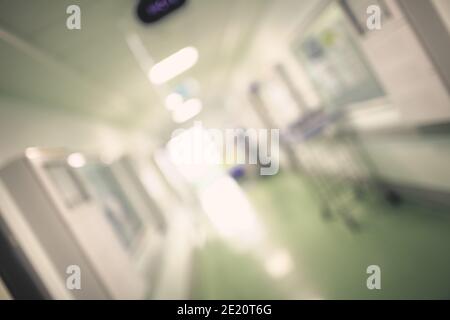 Long hall of building, unfocused background. Stock Photo