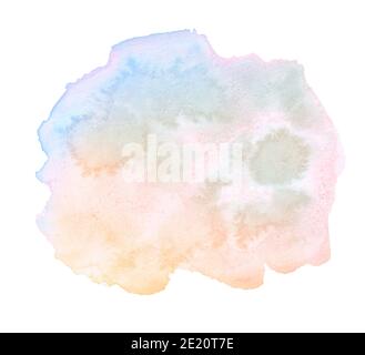 Polychrome watercolor background with sharp edges and borders. Isolated colorful spot. Stock Photo