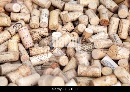 Wine bottle corks background Stock Photo
