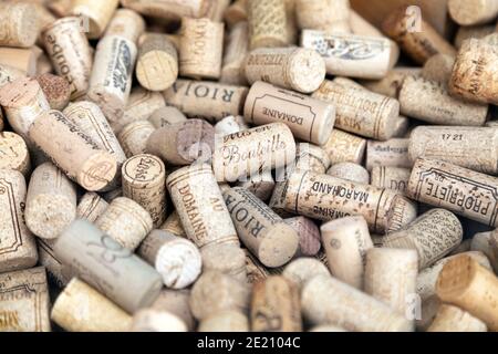 Wine bottle corks background Stock Photo