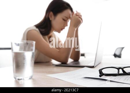 Work tired business lady Stock Photo