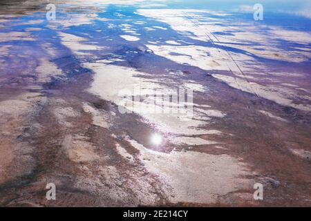 Abstract nature background. Top view of the dry estuary. Land texture Stock Photo