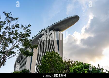Singapore, 1 February 2020: Futuristic building with beautiful architecture in Singapore