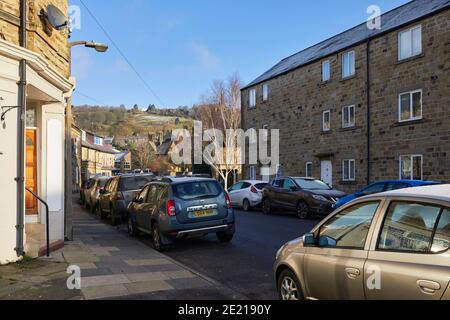 Now deserted, views of the normally busy market town of Pateley Bridge in the AONB of Nidderdale. Suffering in the covid-19 lockdown in January 2021 Stock Photo