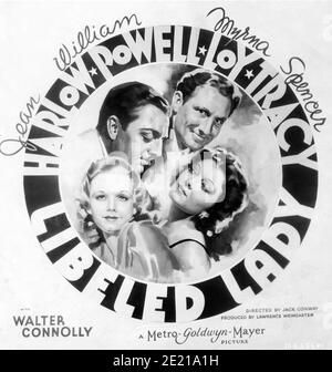 JEAN HARLOW WILLIAM POWELL MYRNA LOY and SPENCER TRACY in LIBELED LADY 1936 director JACK CONWAY Metro Goldwyn Mayer Stock Photo