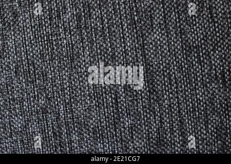 Pattern of black and gray threads macro photo. Fabric tissue textile background close up. Stock Photo