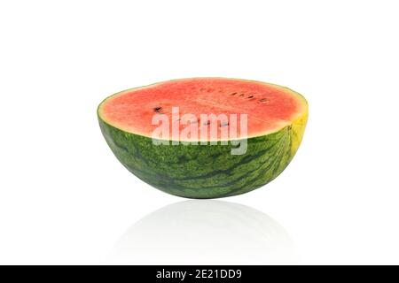 Watermelon half cut sliced isolated on white background-with clipping path. Stock Photo