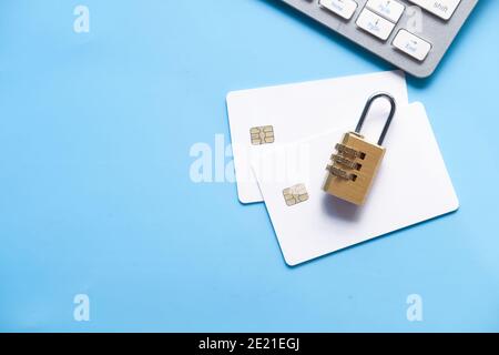 padlock on credit card, Internet data privacy information security concept Stock Photo