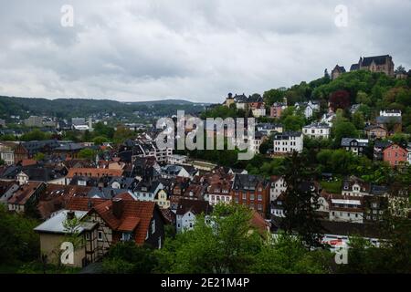 Beautiful view of buildings in Marburg during a cloudy day in Germany Stock Photo