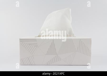White tissue paper box on the white background. Stock Photo