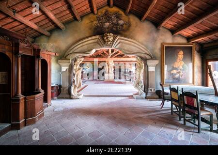 Stunning Room in an Abandoned and Derelict Building Stock Photo