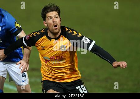 Newport, UK. 10th Jan, 2021. Jamie Proctor of Newport County in action. The Emirates FA Cup, 3rd round match, Newport County v Brighton & Hove Albion at Rodney Parade in Newport, South Wales on Sunday 10th January 2021. this image may only be used for Editorial purposes. Editorial use only, license required for commercial use. No use in betting, games or a single club/league/player publications. pic by Andrew Orchard/Andrew Orchard sports photography/Alamy Live news Credit: Andrew Orchard sports photography/Alamy Live News Stock Photo