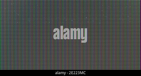 Macro shot of LCD computer screen, RGB pixels texture or background Stock Photo