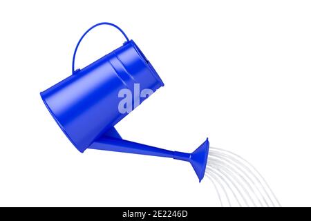 Pouring water from a blue watering can Stock Photo