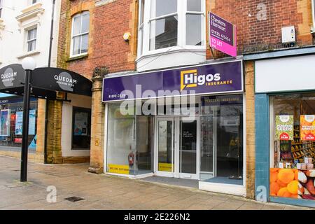 Yeovil, Somerset, UK.  11th January 2020.  A closed and empty shop in the town centre at Yeovil in Somerset during the Covid-19 lockdown. Picture Credit: Graham Hunt/Alamy Live News Stock Photo