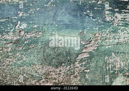 Green and blue painted old wooden surface, grunge background or texture Stock Photo
