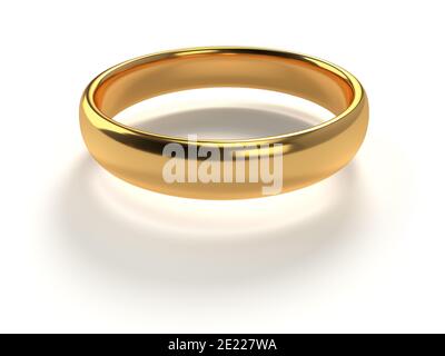 Wedding gold ring isolated on white background. 3d rendering Stock Photo