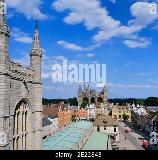 Aerial view of Peterborough Cathedral and city, Peterborough ...