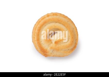 Studio shot of a shortbread biscuit cut out against a white background - John Gollop Stock Photo