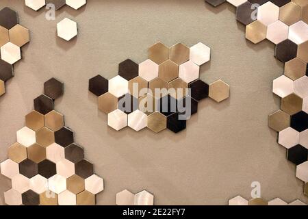 Hexagonal metal tile texture with empty space Stock Photo