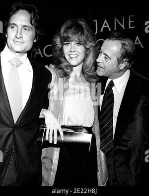 Michael Douglas, Jane Fonda And Jack Lemmon At The Premiere Of China Syndrome.1979 Credit: Ralph Dominguez/MediaPunch Stock Photo