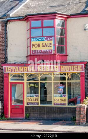 A closed kebab house for sale or to let. Stock Photo