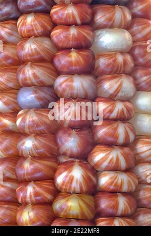 Closeup of the patternsand coloration on kernals of ornamental corn. Stock Photo