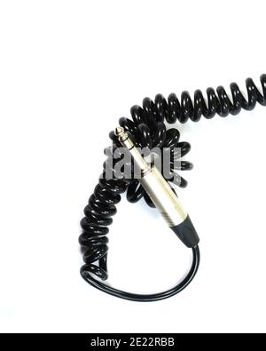 Audio jack with cable on white background Stock Photo