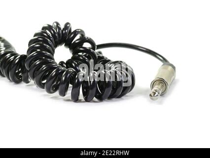 Audio jack with cable on white background Stock Photo