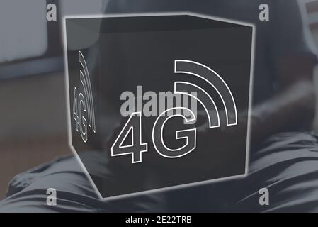4g network concept illustrated by a picture on background Stock Photo ...