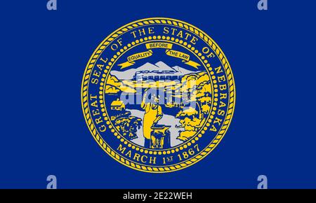 Official Large Flat Flag of Nebraska Horizontal Stock Photo