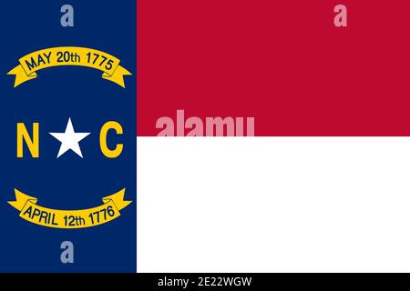 Official Large Flat Flag of North Carolina Horizontal Stock Photo