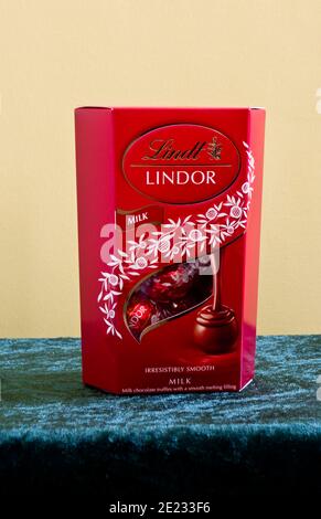 Packet of Swiss Lindt Lindor Milk Chocolate Truffles Stock Photo