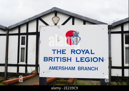 Old Amersham, Buckinghamshire, UK. 11th January, 2021. The Royal British Legion is temporarily closed. The current Covid-19 lockdown restrictions and local of social contact is reported to be impacting upon people's mental health. Credit: Maureen McLean/Alamy Stock Photo