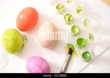 Colored easter eggs isolated on white background Stock Photo