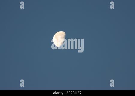 Gibbous moon in the morning sky Stock Photo